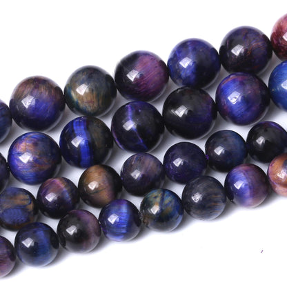 Natural Starry Blue Tiger Eyes Stone Beads Gemstone Round Crystal Energy Jade Beads Stone Beads for Jewelry Making DIY Bracelet Necklace Jewelry Making 1 Strand 15.5inch 35PCS 10MM