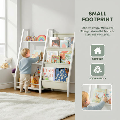 Trygoal 3-Tier Bookshelf, Multi-Layer Open Storage Rack, Toy and Book Storage Rack with Deep Pockets, Bookshelf Organizer Display Furniture for Bedroom, Playroom, Nursery and Classroom, White