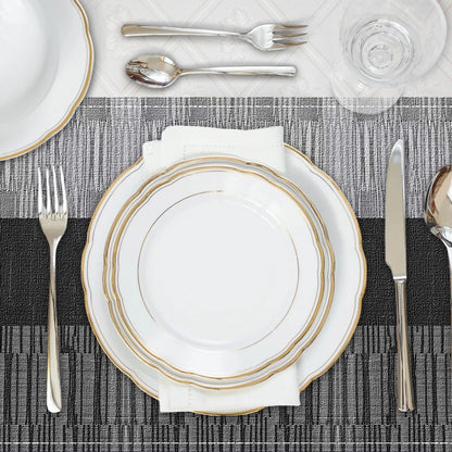 Niviy Black Placemats Set of 4, 12x18 Inch Washable Easy to Clean Heat-Resistant Anti-Skid Indoor Outdoor Table Mats for Holiday Party Kitchen Dining Room Decoration