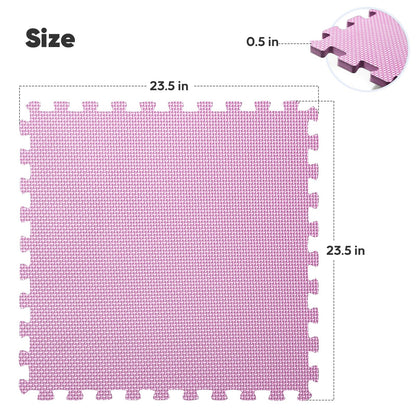 Home Gym Mat, Puzzle Exercise Mat, EVA Interlocking Foam Floor Tiles for Home Workout Equipment and Kids' Play Areas - Blue, 24 in x 24 in x ½ in - (Pink, 16 Pack(64 SQ FT))