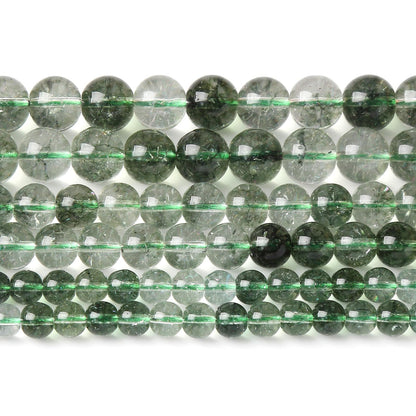 32PCS 12MM Green Crackle Phantom Ghost Crystal Beads for Jewelry Making DIY Bracelet Necklace Accessories 15" Energy Healing Power Stone Beads