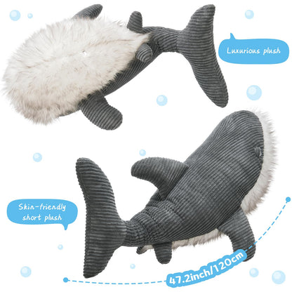 MorisMos Great White Shark Stuffed Animal Plush Pillow, 47" Giant Mako Shark Toy for Kids, Adults,4ft Large Ocean Animal Gift for Marine Creature Lovers, Sea Life Decoration for Room, CE/CPC Certified