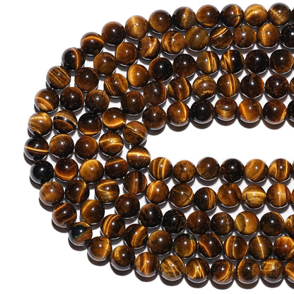 8mm Natural Yellow Tiger Eye Gemstone Beads Polished Round Smooth Stone Beads for Bracelets Jewelry Making 15inch Loose Beads