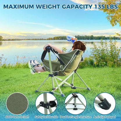 Chloraeon Kids Hammock Chair,Adjustable Kids Camping Chair,Folding Chair with Stand,Portable Hammock Chair for Camping, Travelling and Patio,Green,Supports 135 LBS