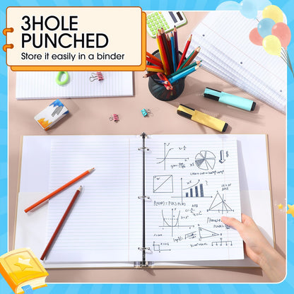 Fainne 20 Pack Notebook Paper Bulk College Ruled 8 x 10.5'' College Ruled Loose Leaf Paper Bulk Notebook Paper Lined Filler for 3 Ring Binders for College School Classroom 100 Sheets Per Pack