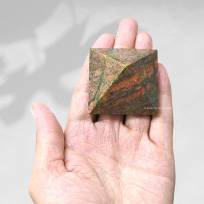 Amazing Gemstone Unakite Pyramid Crystal Healing Stones - 2" Great Pyramid Figurine of Natural Stone Pyramid for Meditation, Reiki, Chakra Balancing and Crystal Pyramids Grid