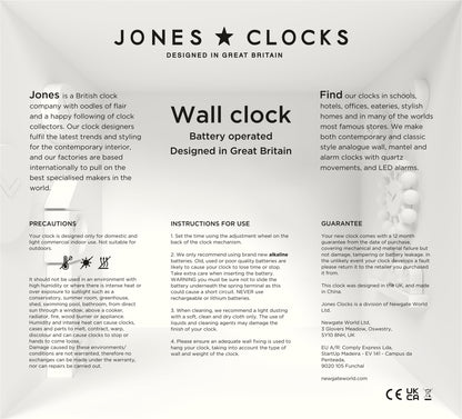 JONES CLOCKS® Movie wall Clock | Retro Rectangular Clock | 10 inch | Orange | Cool mid-Century Designer Look for Kitchen, Living Room or Office