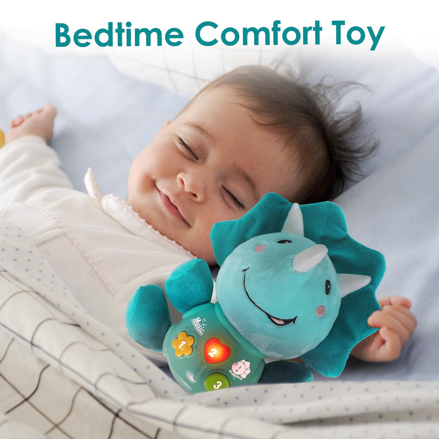 iPlay, iLearn Baby Dinosaur Musical Toys, Newborn Boys Gift, Soft Dino Plush Stuffed Animal, Infant Light Music Time, 1st Valentine's Easter Basket Stuffer 0 1 2 3 6 9 12 18 Month 1-3 Yrs Toddler Girl