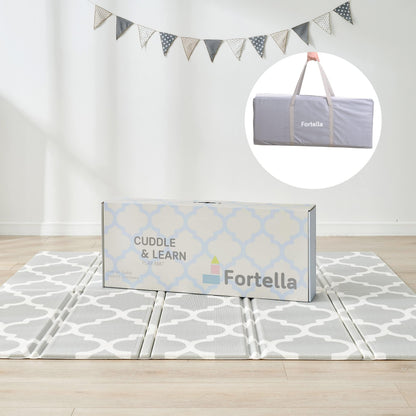 Fortella Extra Large Baby Play Mat for Playpens, 71.5”x70” Reversible & Waterproof, Certified Non-Toxic Foam Mat, 0.6” Thick Foldable Playmat with Travel Case for Tummy Time & Crawling, Indoor Outdoor