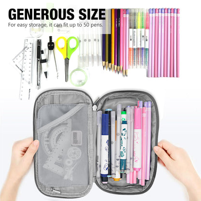 Gloppie Pencil Case Zipper Pencil Pouch Pencil Box for Boys Girls Pen Case Stationary Organizer, Back to School Supplies, Light Blue