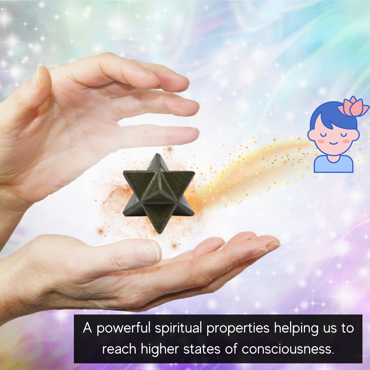 Amazing Gemstone Pyrite Merkaba Crystal - 1 Inches Metaphysical Merkaba Star for Meditation - Energetic Tetrahedron Crystal and Healing Stones for Spiritual Growth and Healing (20-25mm)