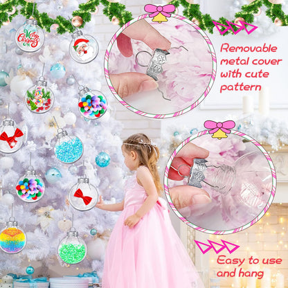 24 Pack 3.15 Inch Clear Plastic Fillable Ornament Balls,Christmas Plastic Ornaments Decorative Ball for Xmas Tree Hanging Transparent Decor Wedding Birthday Decor