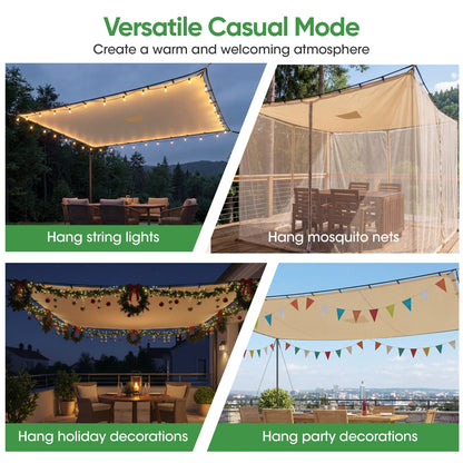 SIHAIAN Sun Shade Sail 9'x16' Waterproof Rectangle Double-Rope Shade Sail 500D Heavy Duty UV Block Sunshade Canopy for Backyards, Patios, Gardens, Outdoor Activities and Facility Beige