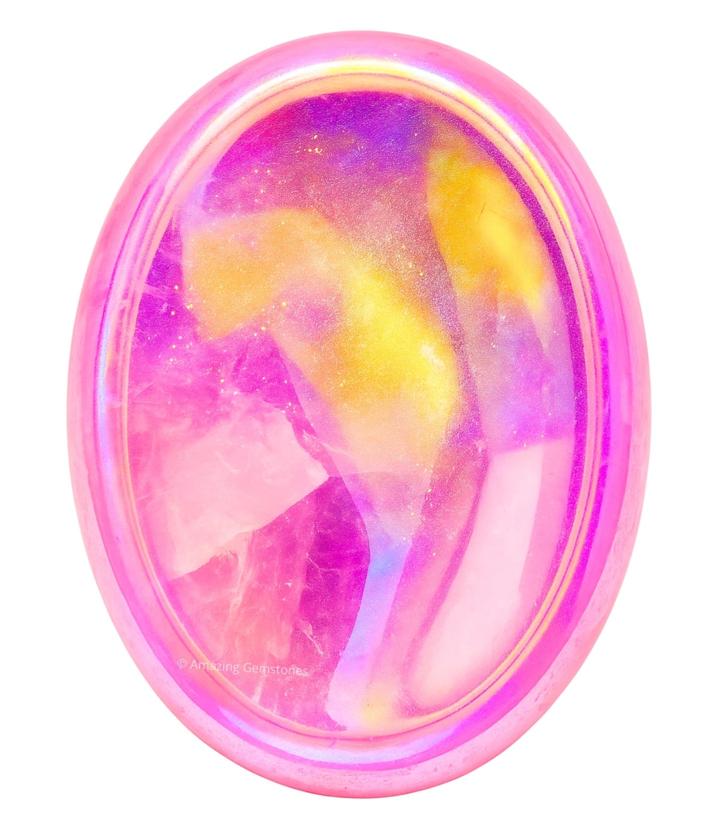 Amazing Gemstone Angel Aura Rose Quartz Worry Stone Crystals & Healing Stones - Worry Stones for Stress Relief Gifts - Piedra Crystal Fidget for Meditation - Stocking Stuffers and Birthday Gifts