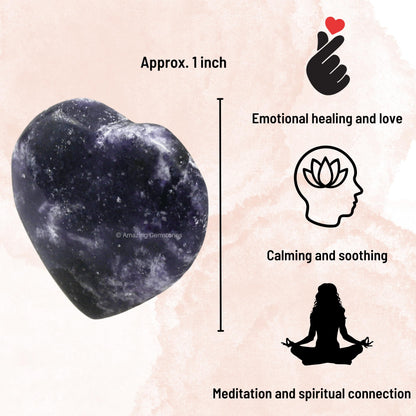 Amazing Gemstone Lepidolite Stone Heart - Pack of 2 Crystal Heart Stones Rocks - Corazones De Piedra Crystals and Healing Stones Heart Shaped Crystal - Stocking Stuffers Gifts