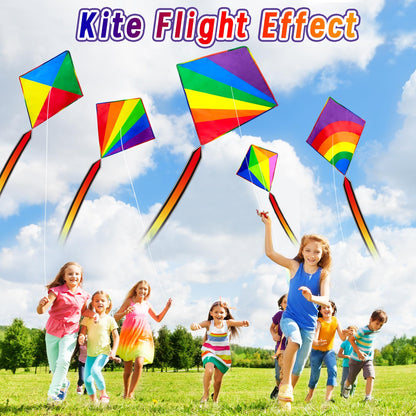 QUANA 5 Pack Kites for Kids and Beginners, Diamond Kites for Kids Ages 4-8 8-12 Easy to Fly Rainbow Kite for Toddlers Age 3-5, Boys Girls Party Gifts Family Beach Outdoor Games and Activities