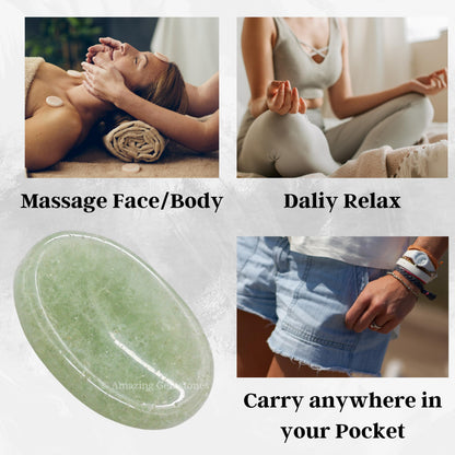 Amazing Gemstone Green Aventurine Worry Stone Crystals and Healing Stones - Worry Stones for Stress Relief Gifts - Piedra Crystal Fidget for Meditation - Unique Stocking Stuffers and Birthday Gifts
