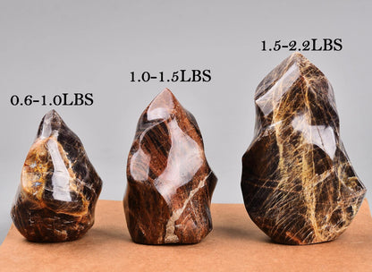 Black Moonstone Flame Shaped Towers Large Healing Crystal Stone Home Decor 1.5-2.2LBS