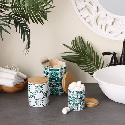 DII Kitchen Accessories Collection Ceramic, Canister Set, 4.5 Cup/3 Cup/1.25 Cup, Teal Tile