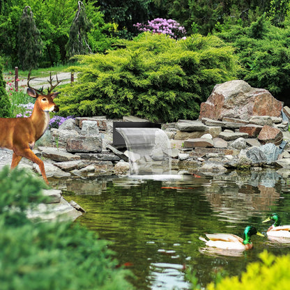 POPOSOAP Pond Waterfall Spillway with Pump Kit, 304 Stainless Steel Pond Waterfall, Pond Spillway with 9.8FT Corrugated Tubing for Garden,Water Features (8“)-P42