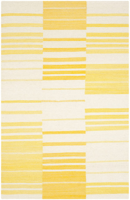 SAFAVIEH Kilim Collection Accent Rug - 4' x 6', Gold & Ivory, Handmade Flat Weave Wool, Ideal for High Traffic Areas in Entryway, Living Room, Bedroom (KLM953D)
