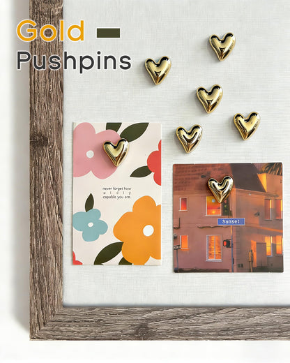 30 pcs - Heart Decorative Pins, Gold Cute Pins for Bulletin Board, Office or Home (30Pcs-Gold)