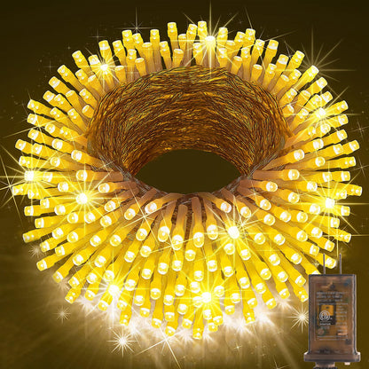 KNONEW 403ft 1000 LED Christmas String Lights Outdoor 8 Modes & Timer Fairy Light Plug in Waterproof LED Wedding Lights for Xmas Yard Tree Party Holiday Decor (Warm White)
