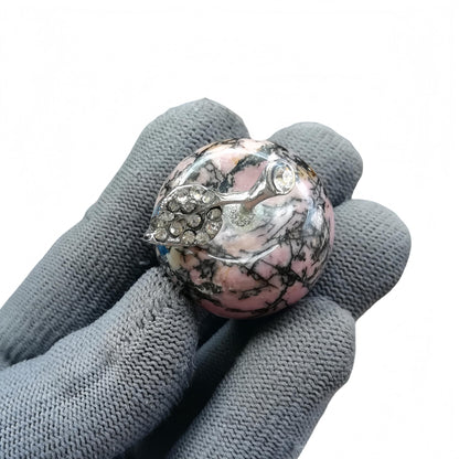 Sunshcat Natural Rhodonite 1.18 Inchs Apple Crystal and Healing Stone Statues,Room Decoration Christmas Decorations Thanksgiving Gifts Office Gifts Collectibles