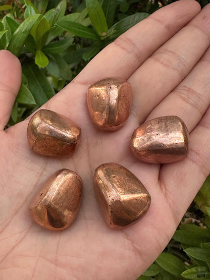 GAF TREASURES 5 Pcs Copper Tumbled Stones, Polished Natural Copper Gemstone, Copper Healing Crystals (Copper)