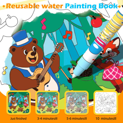 BATHKITS Reusable Water Painting Book for Kids - 3 Pack Magic Water Coloring Books with Water Pens, Fairy Tale, Animal & Space Themes | No Mess Paint, Travel Activity Toy, Gift Box, 30 Pages, Ages 3+
