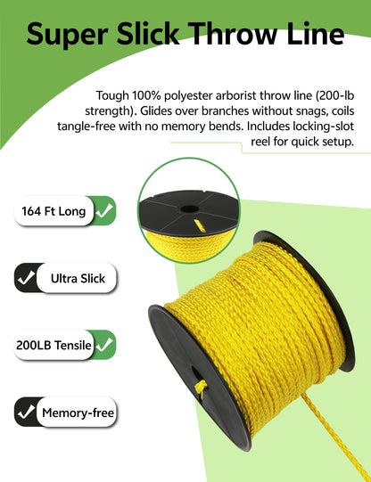 WiseRoot Arborist Throw Line Kit: Ultra Slick Throw Rope & 11/15Oz 900D Throw Weight with Reflective Storage Bag, Arborist Equipment for Tree Work, Climbing, Trimming, High Limb Rigging