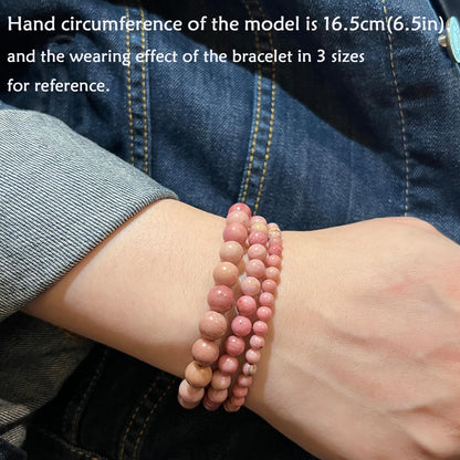 CHCCOYE 6mm Natural Healing Gemstone Bracelet Handmade Yoga Stretch Elastic Bracelet Stress Relief Crystal Jewelry for Men and Women (6mm, Rhodochrosite)