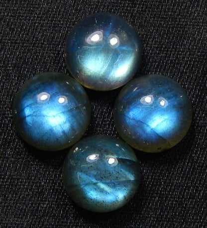 Myhealingworld 11 MM Round Blue Fire AAA Quality Natural Labradorite Calibrated Cabochon Loose Gemstone For Jewelry Making Loose Gemstone 4 pcs Box