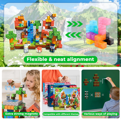 Goody King 300PCS Magnetic Blocks - Forest Magnetic Building Blocks, Stacking Magnets for Kids, Strong Magnets, Sensory Toy for STEM Learning Toys for Kids 3+ Boys and Girls Christmas Birthday Gifts