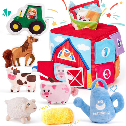 hahaland Baby Toys 6-12 Months Montessori Toys for 6 Month Old with Crinkle Tissue, Squeaker, Mirror - Soft Activity Sensory Montessori Toy for Babies Easter Basket Stuffers