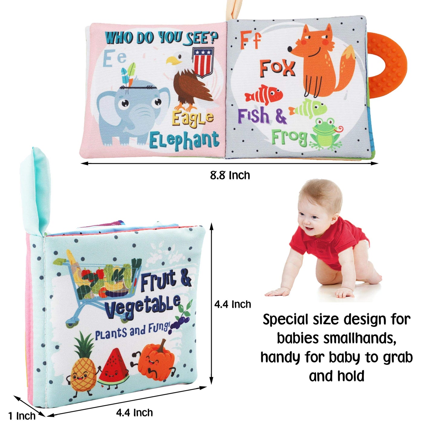 Baby Books Toys Gifts, Touch and Feel Cloth Crinkle Books for Babies,Infant Toddler Baby 0-3-6-12-18 Months,Early Learning Toys 6 to 12 Months 1-2 Years Old, Easter Shower Gift for Boys Girls,8 PCS