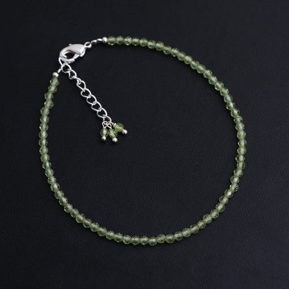 Gempires Peridot Bracelet for Women | Dainty Gemstone Beaded Bracelet 2.5 mm | Handmade Minimalist Stacking Bracelet | Adjustable Lightweight Everyday Jewelry | August Birthstone Gift for Her