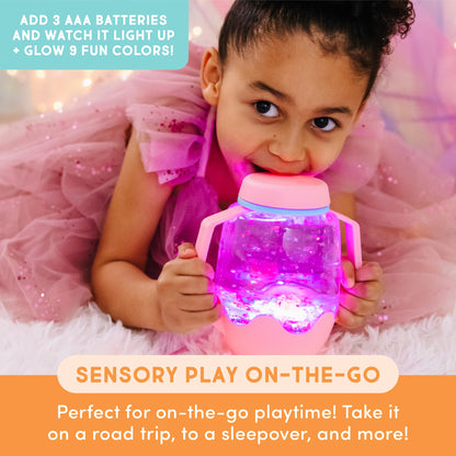 Glo Pals Play Pack Bundle with Sensory Play Jar, Water-Activated Light-Up Cubes, and Fun Fillers - Sensory Toys for Toddlers - Sensory Toy Kit with Light Up Cubes for Bathtub - Abby Cadabby