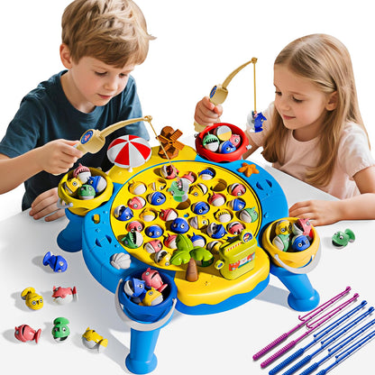 ORANGE OCEAN 70 PCS Magnetic Fishing Game Toddlers 3-5, Board Games for Kids 4-6, Fishing Toys with 360° Rotation & Sound, for Boys Girl