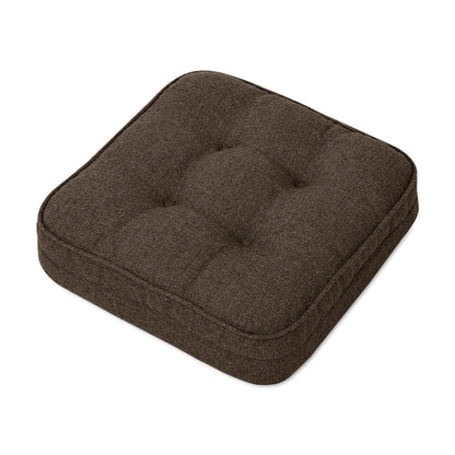 GOFORIT Chair Cushions,Tufted Shredded Memory Foam Chair Pads, Non-Slip Seat Cushions with Removable Cover,16'' x 16'', Brown