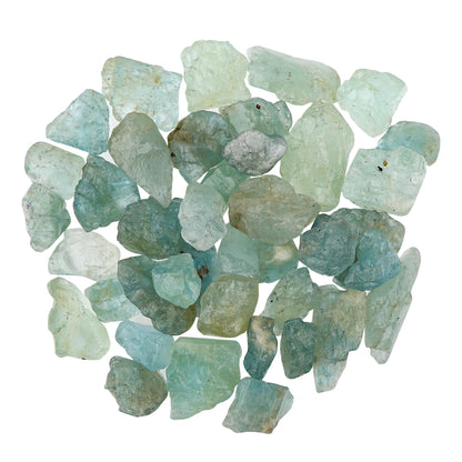 GEMSYMPHONY 50 Carat Raw Aquamarine Loose Gemstone Lot – 7 to 9 Pcs Natural Uncut Blue Crystals, Rough Healing Stones for Jewelry Making Supply, Meditation, Reiki & Chakra Balancing 10-20 mm