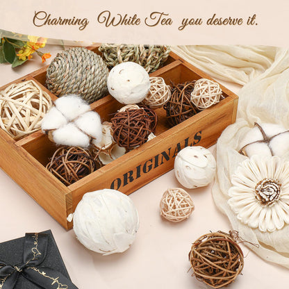 Riceshoot 2 Pack Decorative Balls Potpourri Bowl Filler Decor Natural Vase Bowl Filler Assorted Spherical Rattan Twigs Wicker Balls Cotton for Home Centerpiece(Brown)