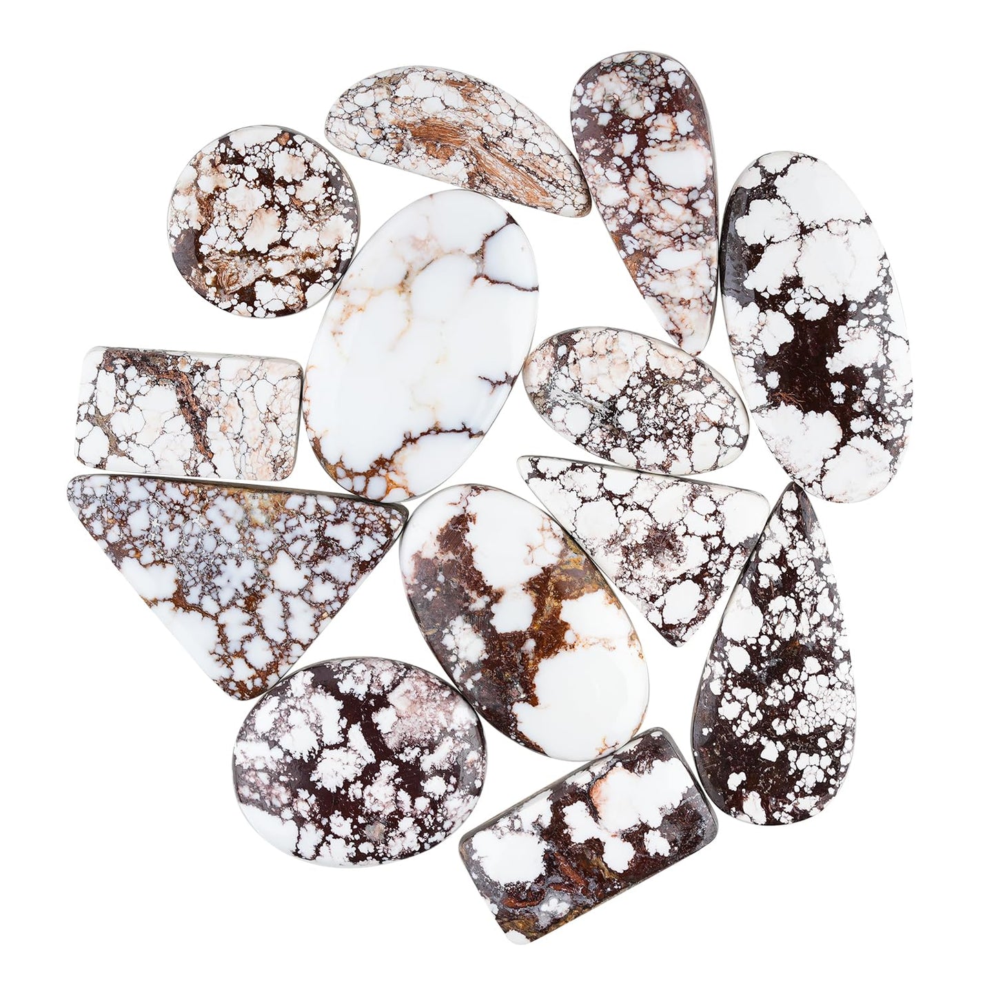 GemSymphony 100 Carat Natural Wild Horse Jasper Gemstone Cabochon Lot Mixed Shapes – 5 to 6 pcs Hand Polished Crystal Stones for Jewelry Making Supply, Healing, Reiki, Craft Supplies, Unique Cab Set for Wire Wrapping & Collectors (10-20 mm)
