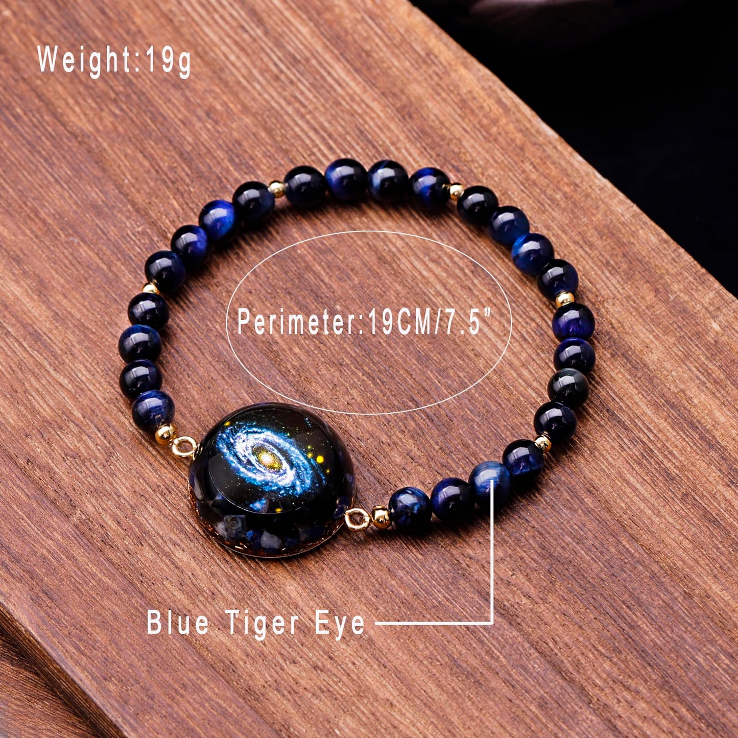 Day Day Up Blue Tiger's Eye Stretchy Bracelet, Orgonite Energy Healing Crystal Beads, Elastic Chakra Jewelry (Style 6)