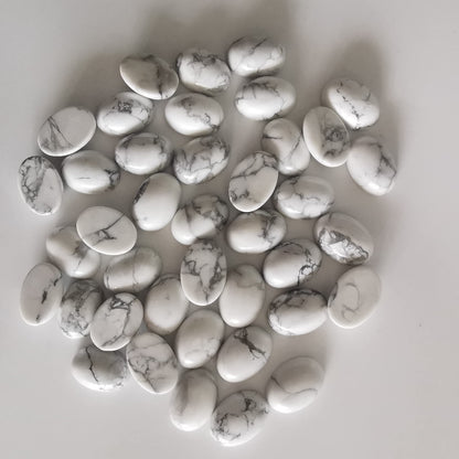Loveliome 18x13mm Oval Cabochons Flatback Crystal Stone Gemstones Beads for Jewelry Making DIY Pack of 10, White Howlite Turquoise