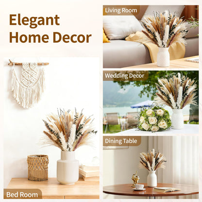 Bpole Dried Pampas Grass Bouquet - 92 Pcs 11-13 inch Pampas Grass Decor with Bunny Tails,Eucalyptus & Lavender Dried Boho Flowers for Vase Wedding Home Table Decor,Rustic Farmhouse Party