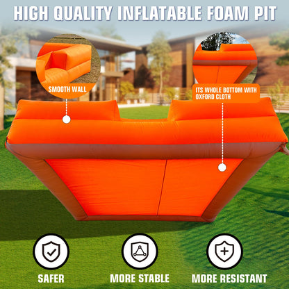 WARSUN Foam Ball Pit 10x10Ft with Built-in Fan Ball Pit Inflatable for Kids Toddlers, Hours of Fun Activity（Organe）