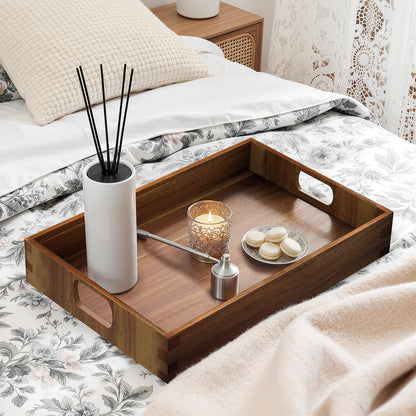 EdenDwell Acacia Serving Trays - 2 Pack, Acacia Wood Serving Platterss, Wood Serving Tray, Decorative Trays for Breakfast, Brunch, Dinner, Coffee Table, Party, Kitchen-M