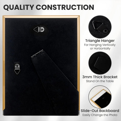 Fun Memories 4x6 Enamel Picture Frame with HD-Tempered Glass, Gold Metal Edge with Easel, Vertical & Horizontal Display, Wall and Tabletop Display Family Photo Gallery (Black Enamel,1P)