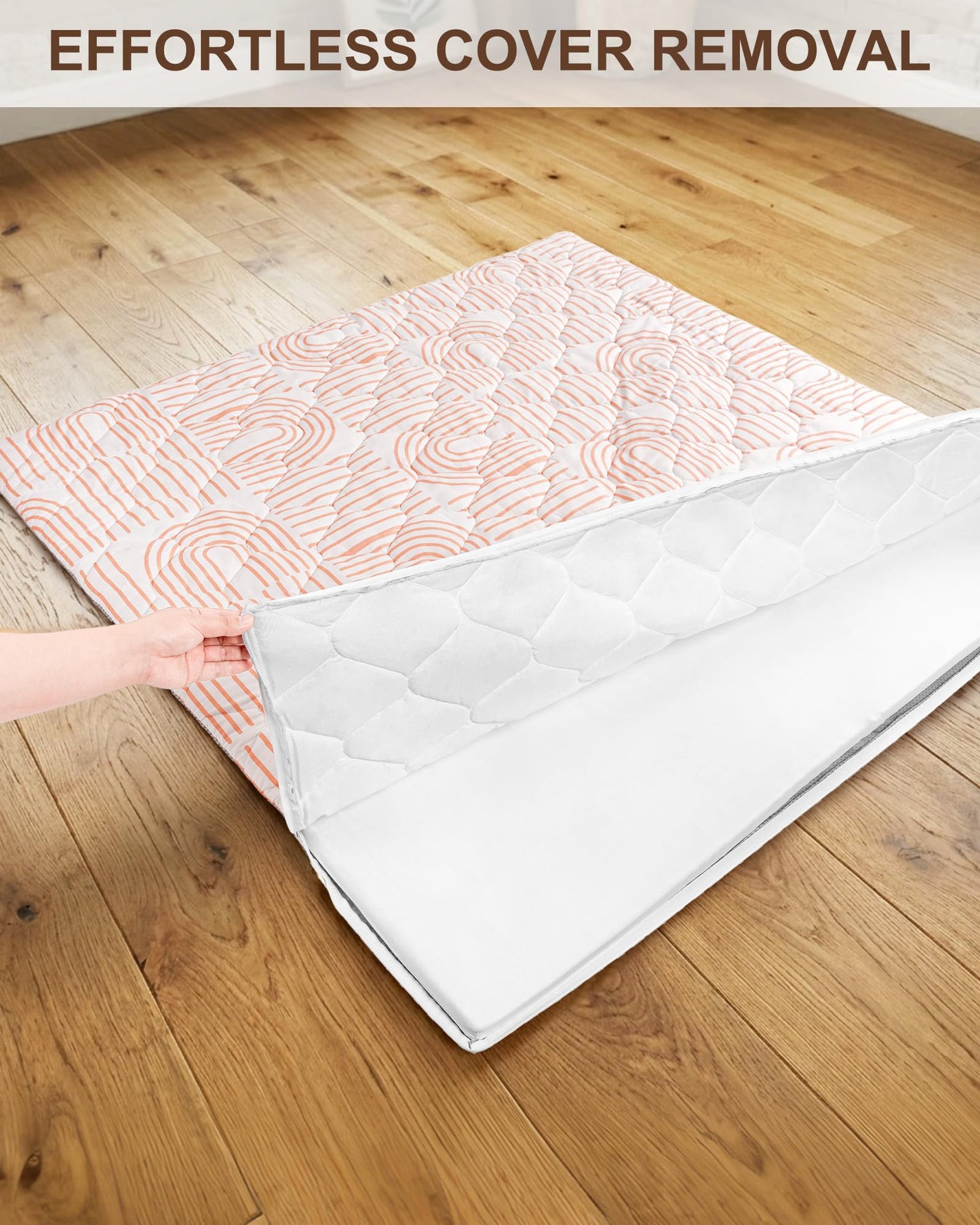 Beavtaens Foam Baby Play Mat 50x50, Removable and Machine Washable Cover, Thicken Cushioning Playmat and Perfect for Playpen, Non-Slip Bottom, Easy to Clean for Infants, Toddlers & Babies(Rainbow)